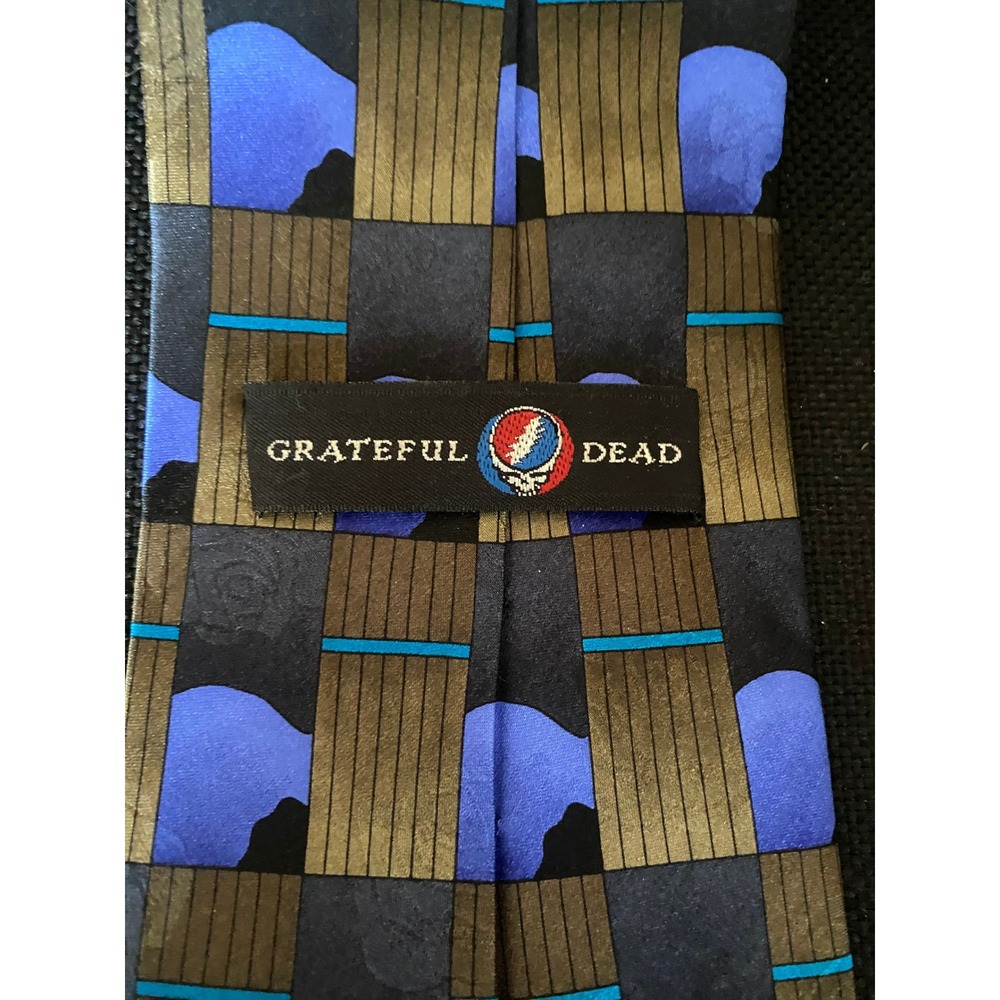 Grateful Dead Tie Friend of the Devil Sixth Set Silk Blue Gold Geometric 1996